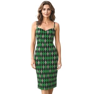Pinup Couture Green and Black Harlequin wiggle Dress